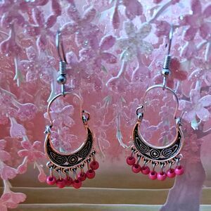 Bohemian Western grey and pink earrings